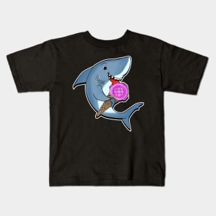 Adorable Shark Licking Ice Cream Cute Shark Lovers Kids T-Shirt